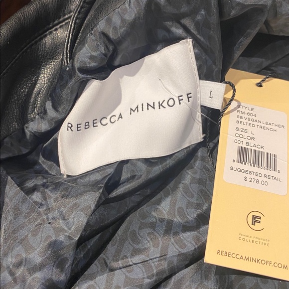 Rebecca Minkoff Black Vegan Leather Trench - L - Picture 9 of 11